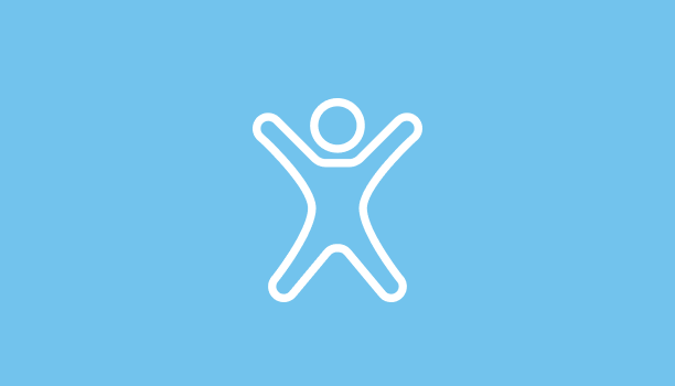 Un pictogramme représentant une personne avec les bras levés.